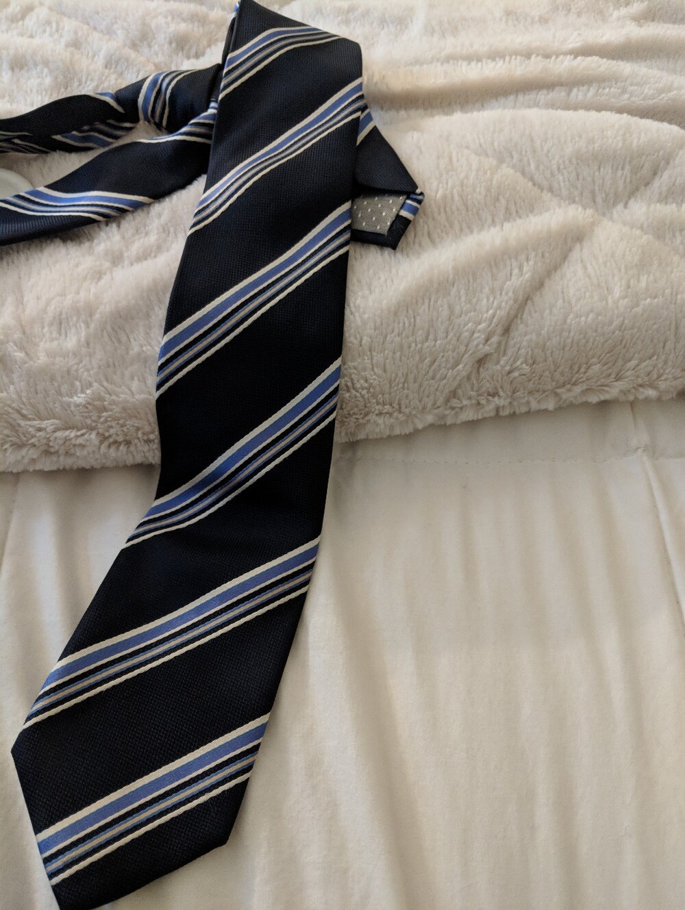 Navy Blue Striped Men's Silk Tie